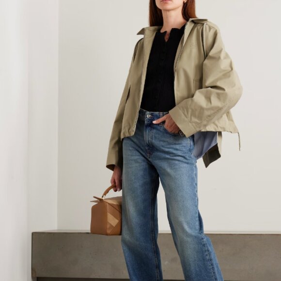 LOEWE Hooded striped poplin-paneled embroidered cotton-twill jacket - Picture 1 of 14